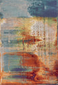 8' X 11' Blue Rust And Orange Abstract Area Rug