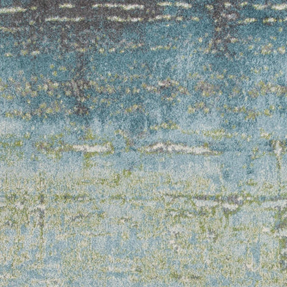 9' X 13' Blue And Green Abstract Area Rug