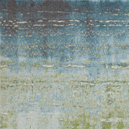 7' X 10' Blue And Green Abstract Area Rug