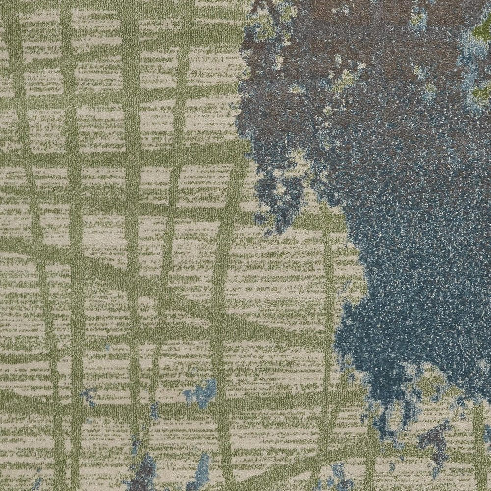 6' X 9' Blue And Green Abstract Area Rug