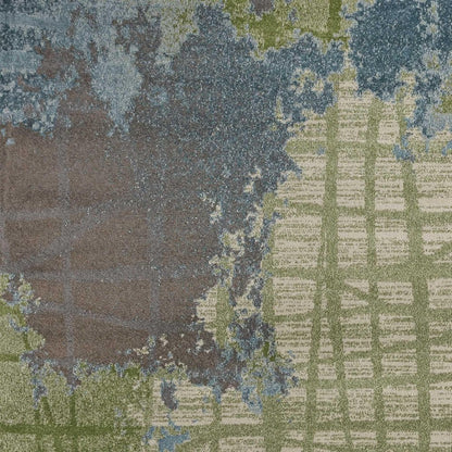 5' X 8' Blue And Green Abstract Area Rug