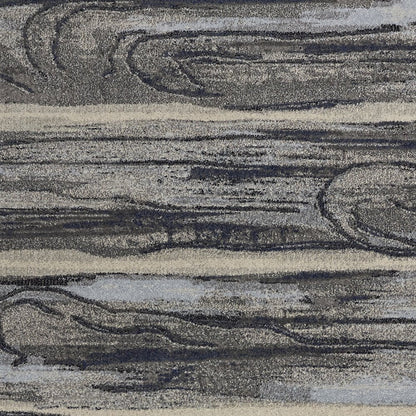 8' X 11' Gray Blue And Black Abstract Area Rug