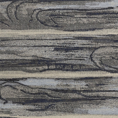 8' X 11' Gray Blue And Black Abstract Area Rug