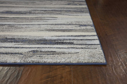 8' X 11' Gray Blue And Black Abstract Area Rug