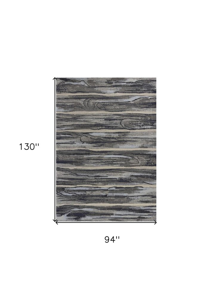 10' X 13' Gray Blue And Black Abstract Area Rug
