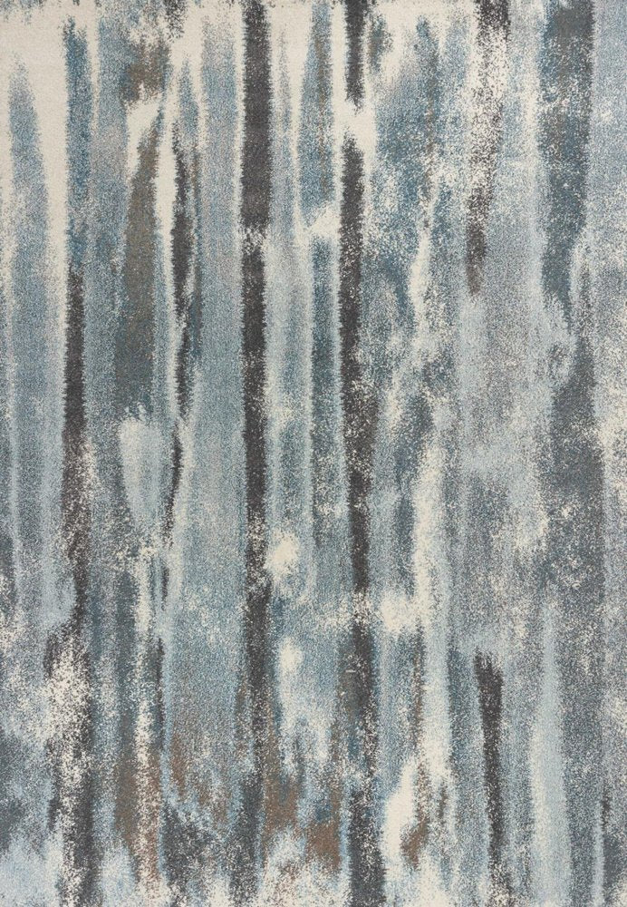 5' X 8' Teal Blue And White Abstract Area Rug