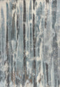7' X 10' Teal Blue And White Abstract Distressed Area Rug