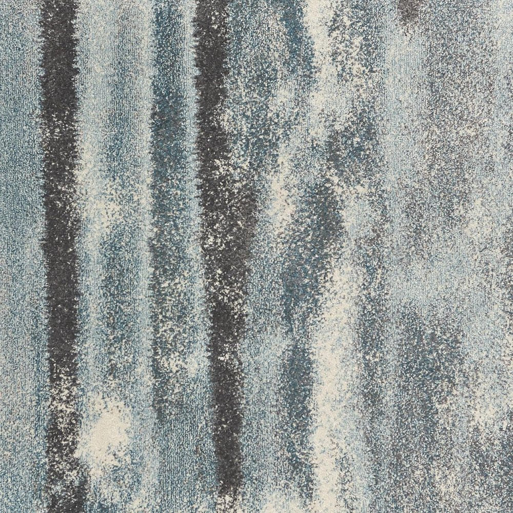 9' X 13' Teal Blue And White Abstract Area Rug