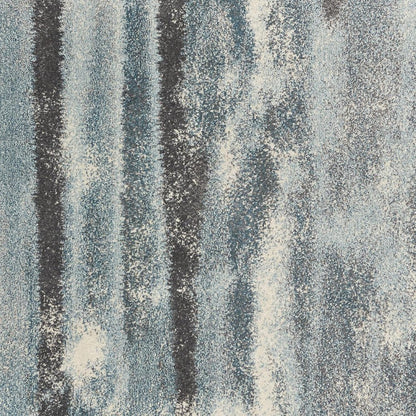 9' X 13' Teal Blue And White Abstract Area Rug