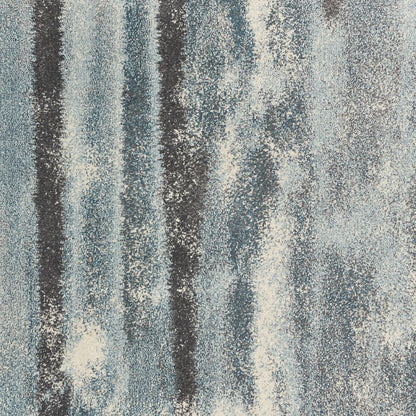 7' X 10' Teal Blue And White Abstract Distressed Area Rug