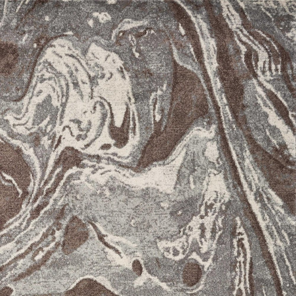 7' X 10' Brown And Ivory Abstract Area Rug