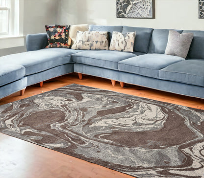 7' X 10'  Polypropylene Mocha Area Rug