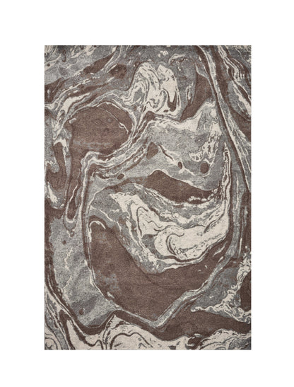 5' X 8' Brown And Ivory Abstract Area Rug