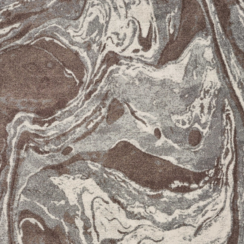 5' X 8' Brown And Ivory Abstract Area Rug