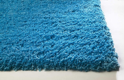 8' X 10' Blue Shag Hand Woven Area Rug