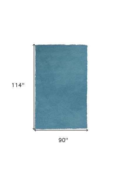 5' X 7' Blue Shag Hand Woven Area Rug
