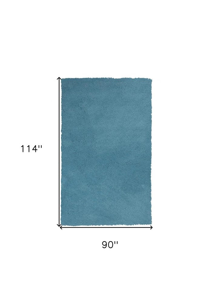 8' X 10' Blue Shag Hand Woven Area Rug