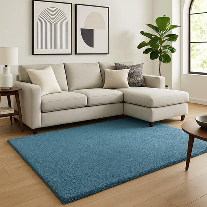 8' X 10' Blue Shag Hand Woven Area Rug