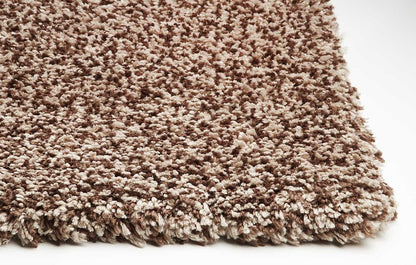8' X 10' Beige And Brown Abstract Shag Hand Woven Area Rug