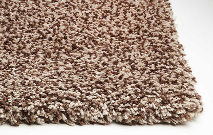 5' X 7' Beige And Brown Abstract Shag Hand Woven Area Rug