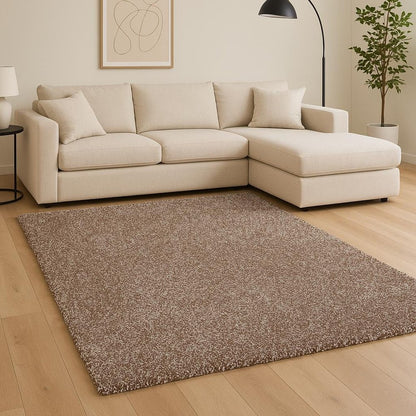 8' X 10' Beige And Brown Abstract Shag Hand Woven Area Rug