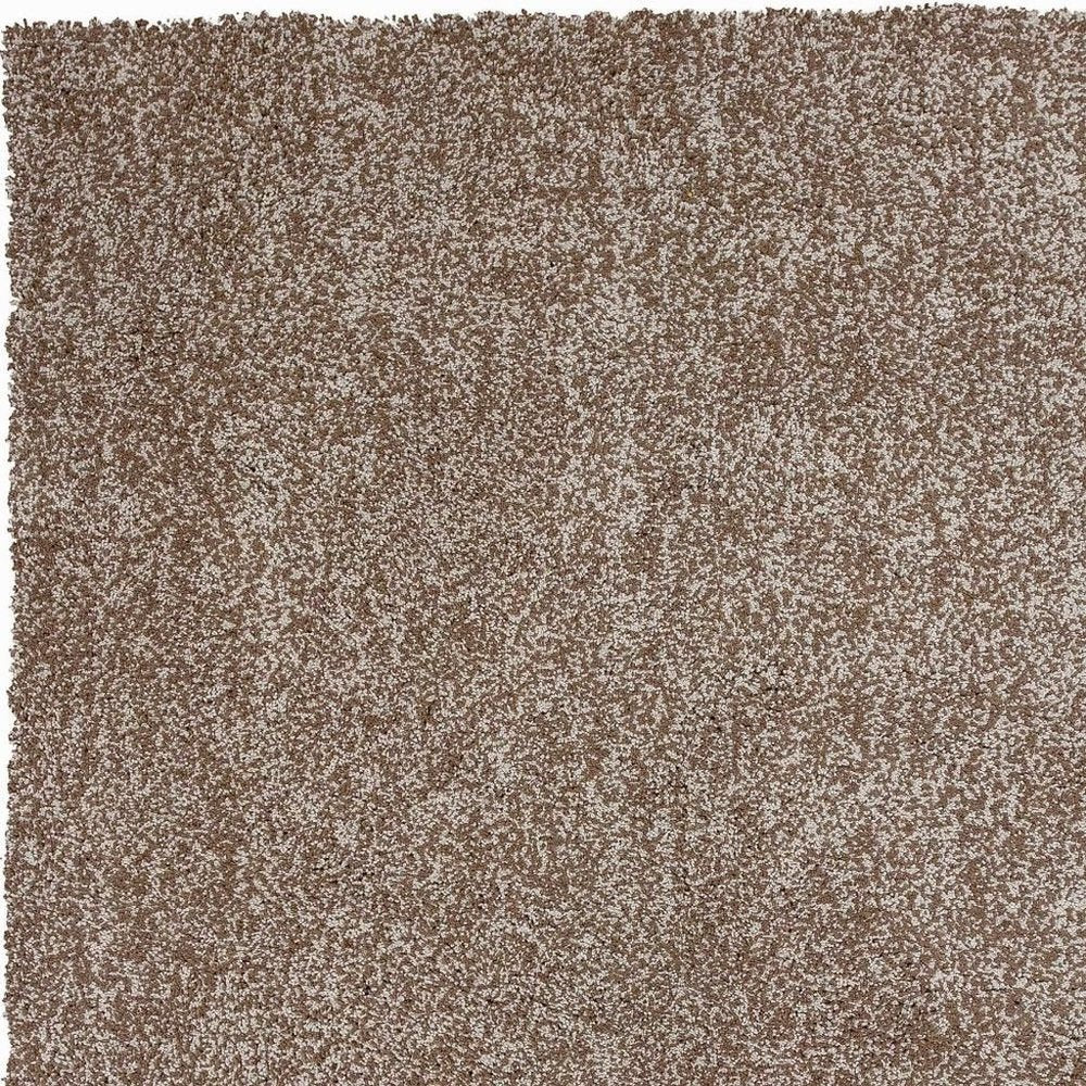 8' X 10' Beige And Brown Abstract Shag Hand Woven Area Rug