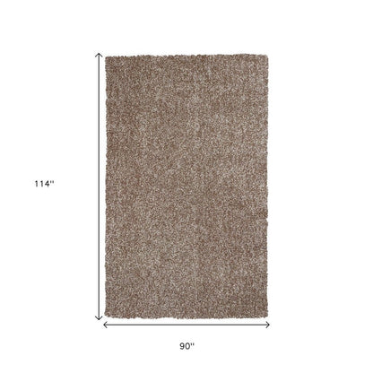 5' X 7' Beige And Brown Abstract Shag Hand Woven Area Rug