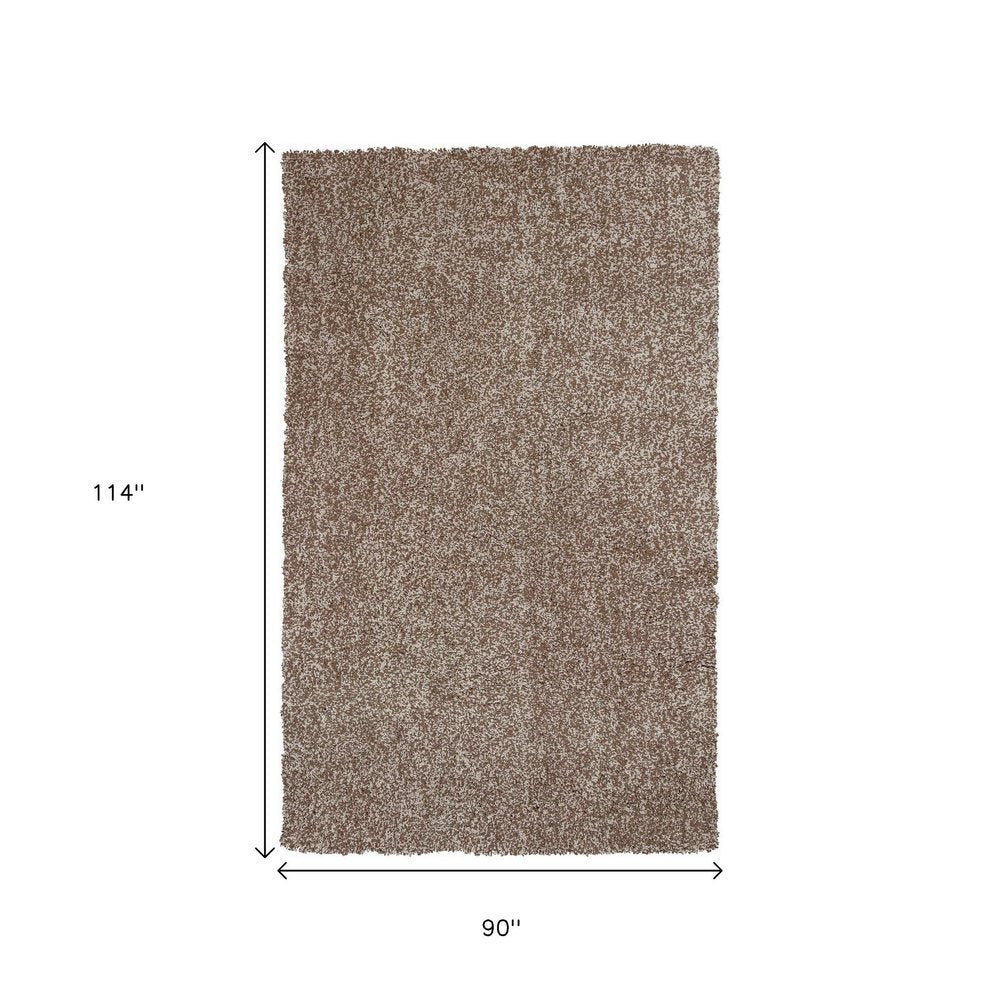 8' X 10' Beige And Brown Abstract Shag Hand Woven Area Rug