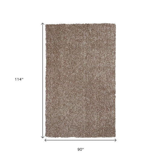 8' X 10' Beige And Brown Abstract Shag Hand Woven Area Rug