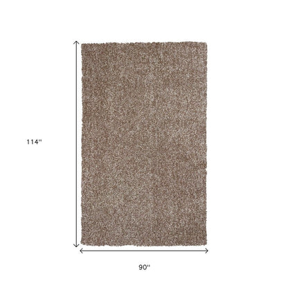 5' X 7' Beige And Brown Abstract Shag Hand Woven Area Rug