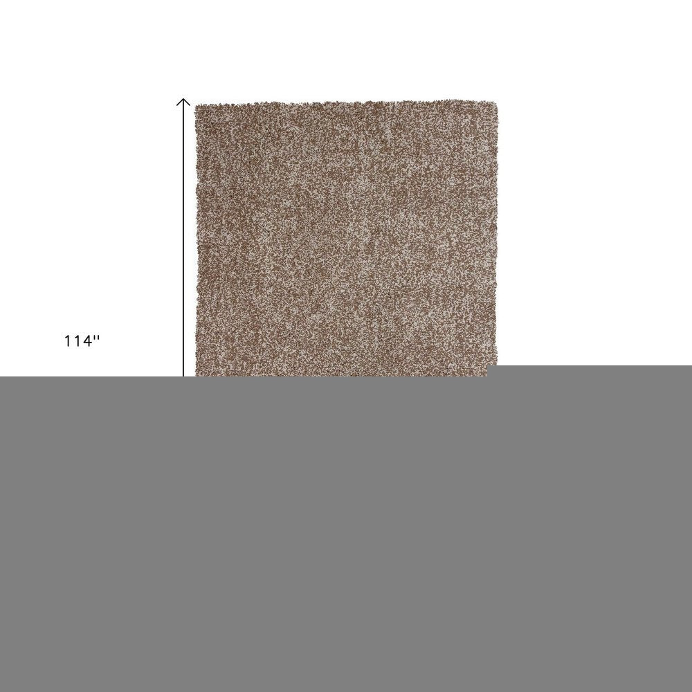 5' X 7' Beige And Brown Abstract Shag Hand Woven Area Rug