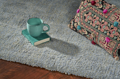 2' X 4' Polyester Blue Heather Area Rug