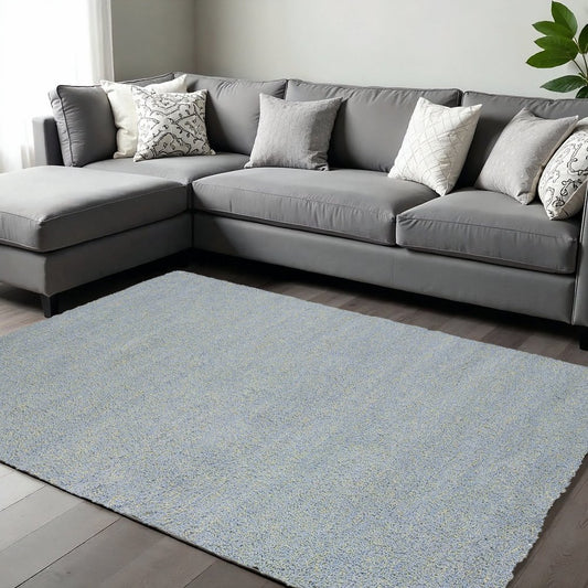 8' X 11' Blue Shag Hand Woven Area Rug
