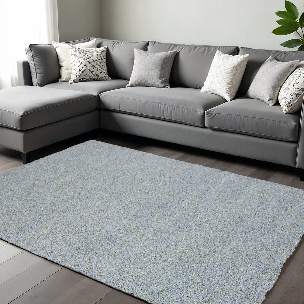 9' X 13' Blue Hand Woven Area Rug