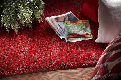 8' Red Hand Woven Round Rug