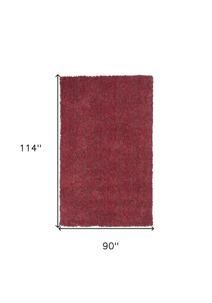 2' X 4' Red Shag Hand Woven Area Rug