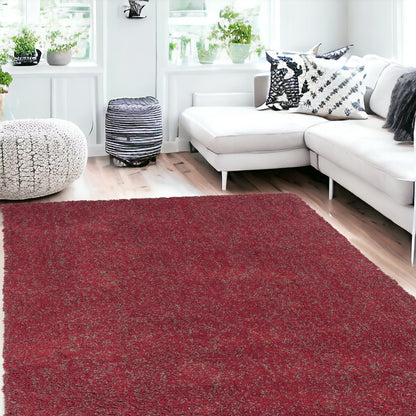 8' Round  Polyester Red Heather Area Rug