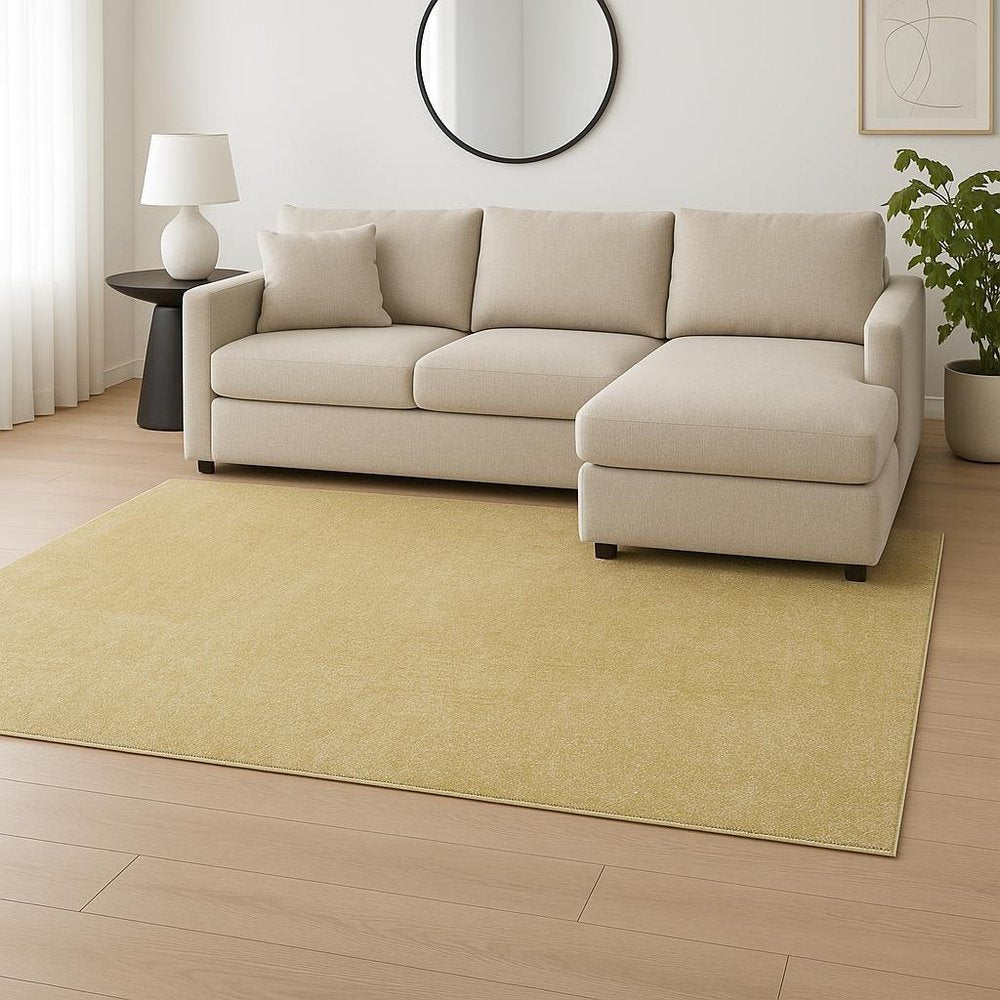 8' Yellow Hand Woven Round Rug