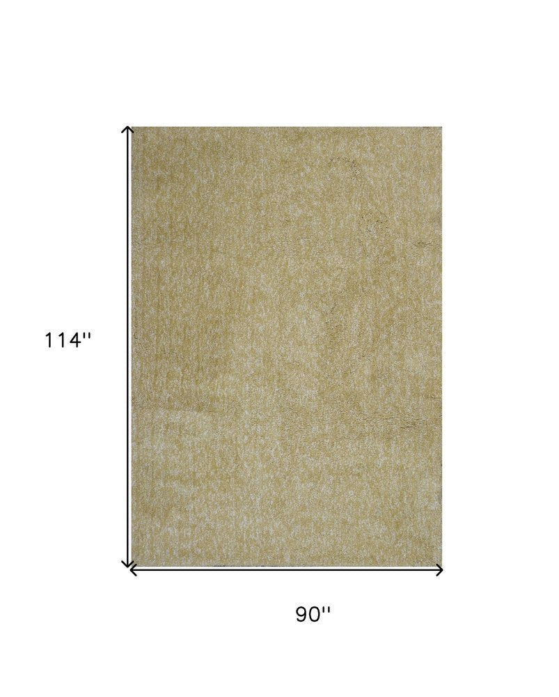9' X 13' Yellow Shag Hand Woven Area Rug