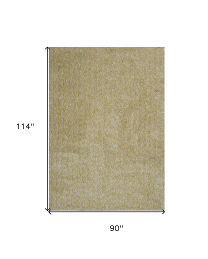 8' X 11' Yellow Shag Hand Woven Area Rug