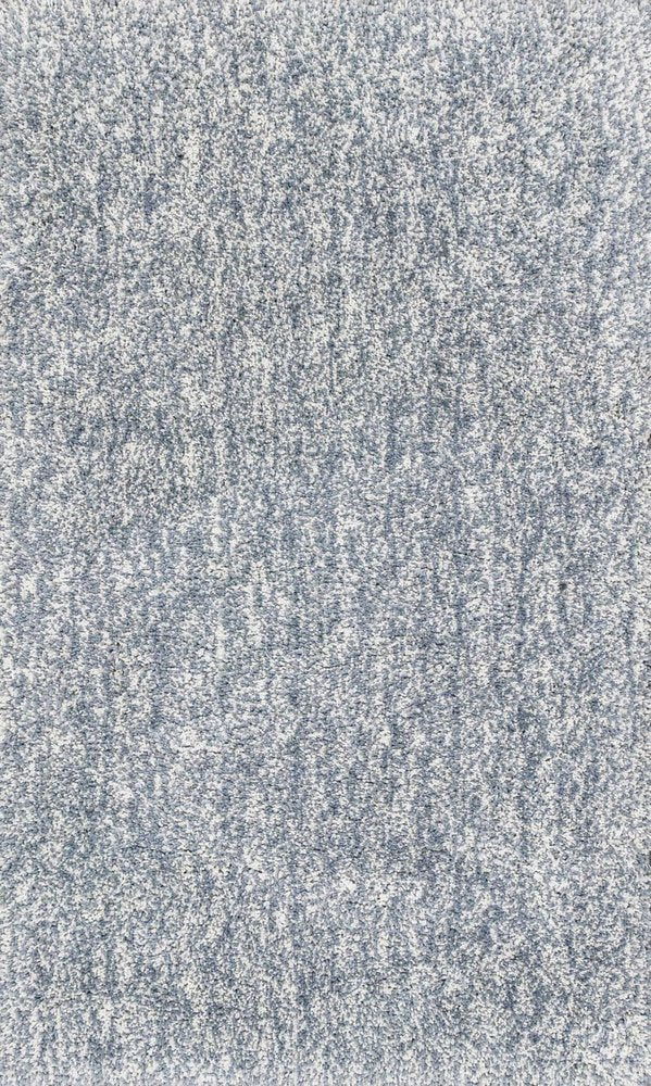 5' X 7' Slate Blue And Ivory Abstract Shag Hand Woven Area Rug