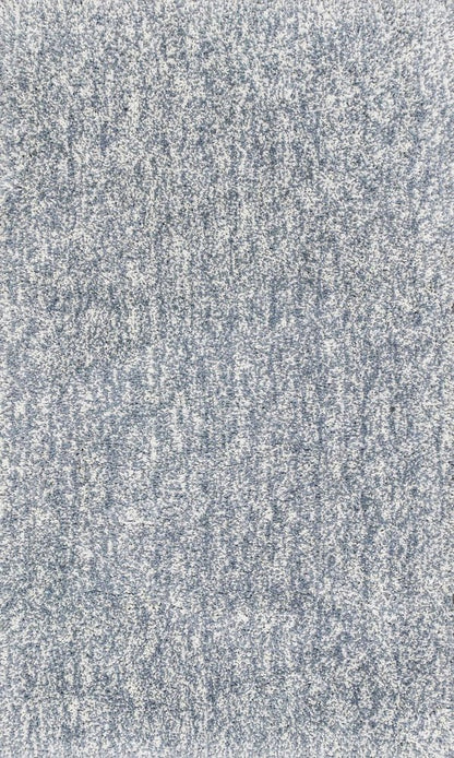 5' X 7' Slate Blue And Ivory Abstract Shag Hand Woven Area Rug