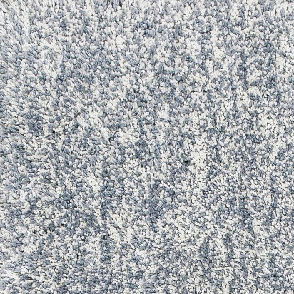 5' X 7' Slate Blue And Ivory Abstract Shag Hand Woven Area Rug