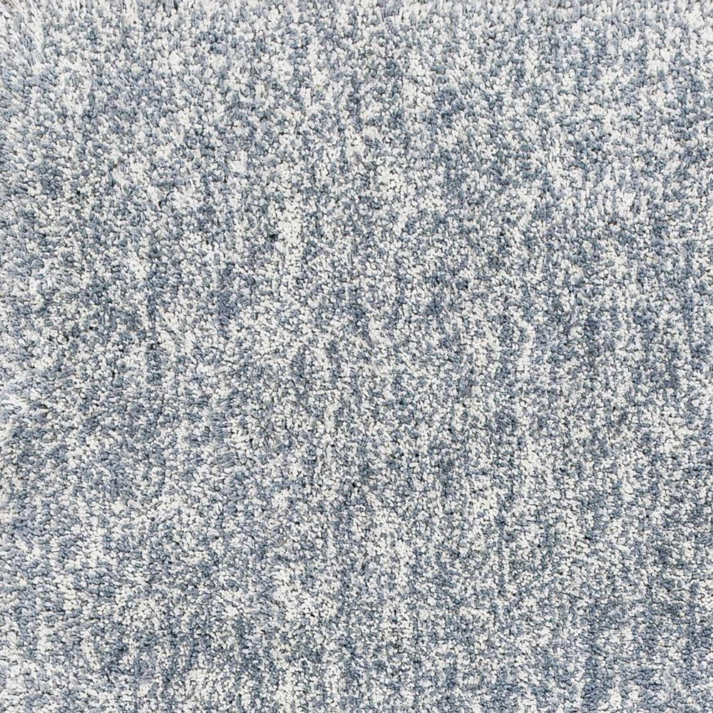 5' X 7' Slate Blue And Ivory Abstract Shag Hand Woven Area Rug