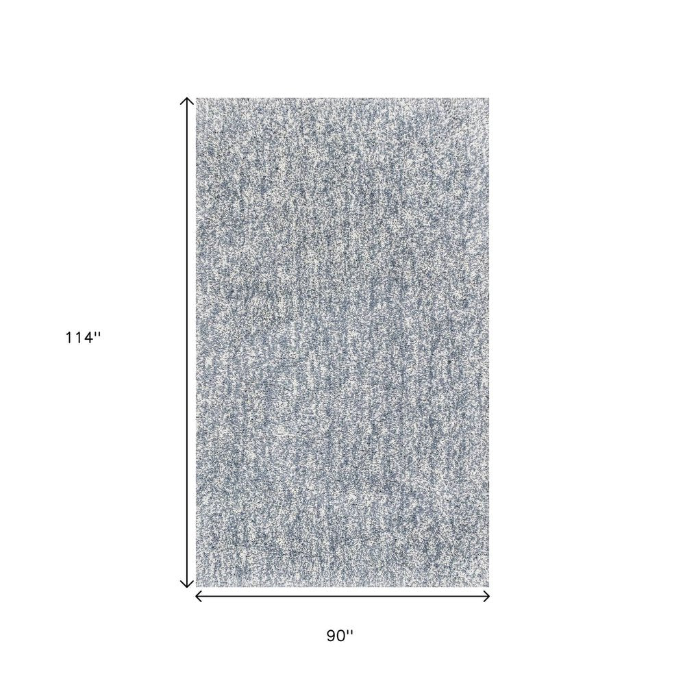 8' Slate Blue And Ivory Abstract Hand Woven Round Rug