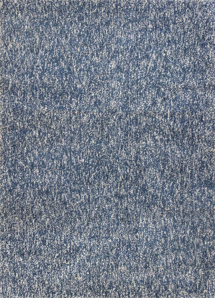 8' X 10' Indigo And Ivory Abstract Shag Hand Woven Area Rug