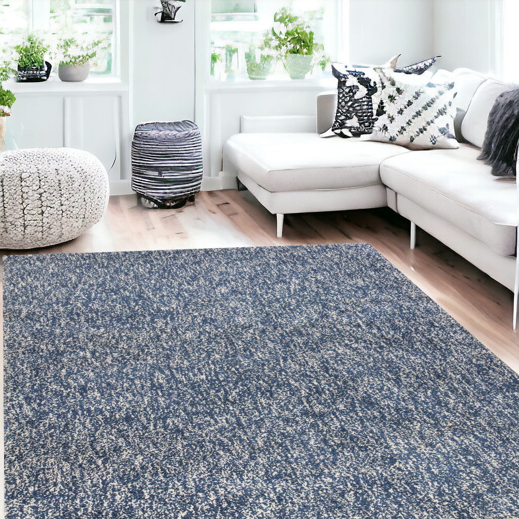 5' X 7' Indigo Ivory Heather Indoor Shag Rug