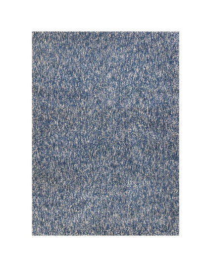 8' X 10' Indigo And Ivory Abstract Shag Hand Woven Area Rug