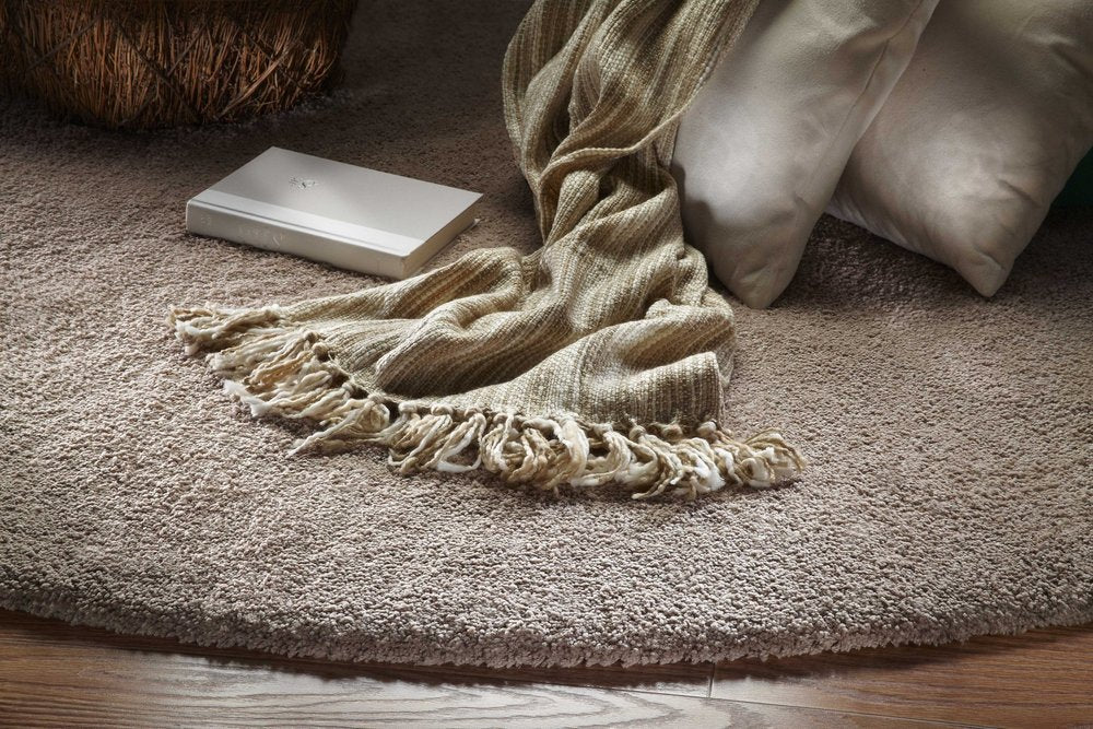 8' X 10' Beige Shag Hand Woven Area Rug