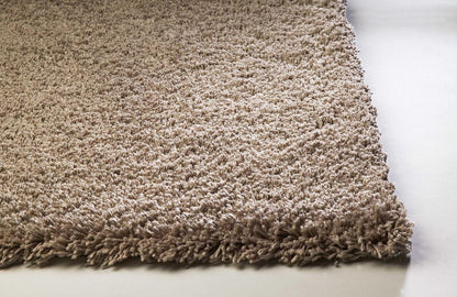 8' X 10' Beige Shag Hand Woven Area Rug